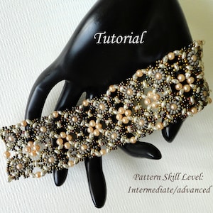 Tutoriales y patrones de abalorios para pulseras de cuentas DOUBLE VISION, joyería con abalorios Superduo, tutoriales de tejido con abalorios, instrucciones de patrones de abalorios