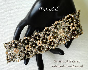 DOUBLE VISION beaded bracelet beading tutorials and patterns superduo beadwork jewelry beadweaving tutorials beading pattern instructions