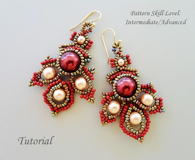 PORPHYR beaded earrings beading tutorial beadweaving pattern seed bead beadwork jewelry beadweaving tutorials beading pattern instructions image 1