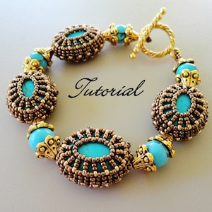Tutorial y patrón de abalorios para pulseras de cuentas con MEDALLONES VICTORIANOS, trabajo con cuentas, joyería con cuentas, tutorial de tejido con cuentas, instrucciones de patrón de abalorios