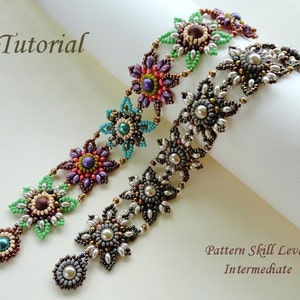 AZULEJOS JOYAS pulsera con cuentas tutoriales y patrones de cuentas cuentas de semillas joyería tutoriales de tejido de cuentas instrucciones de patrones de cuentas