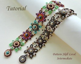 JEWELED TILES beaded bracelet beading tutorials and patterns seed bead beadwork jewelry beadweaving tutorials beading pattern instructions