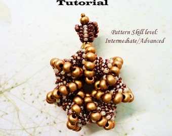 ROYAL CROWN Cillini spiral  beaded pendant beading tutorial and pattern seed bead jewelry beadweaving tutorials beading pattern instructions