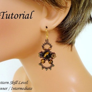 TIGEREYE beaded earrings beading tutorial beadweaving pattern peyote seed beads jewelry beadweaving tutorial beading pattern instructions image 2