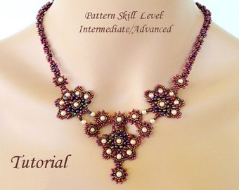 GEISHA superduo or twin beads beaded necklace beading tutorial and pattern beadwork jewelry beadweaving tutorial beading pattern instruction