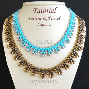 PUNTILLA twin or superduo beaded necklace beading tutorials and patterns beadwork jewelry beadweaving tutorials beading pattern instructions