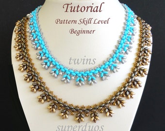 PUNTILLA twin or superduo beaded necklace beading tutorials and patterns beadwork jewelry beadweaving tutorials beading pattern instructions