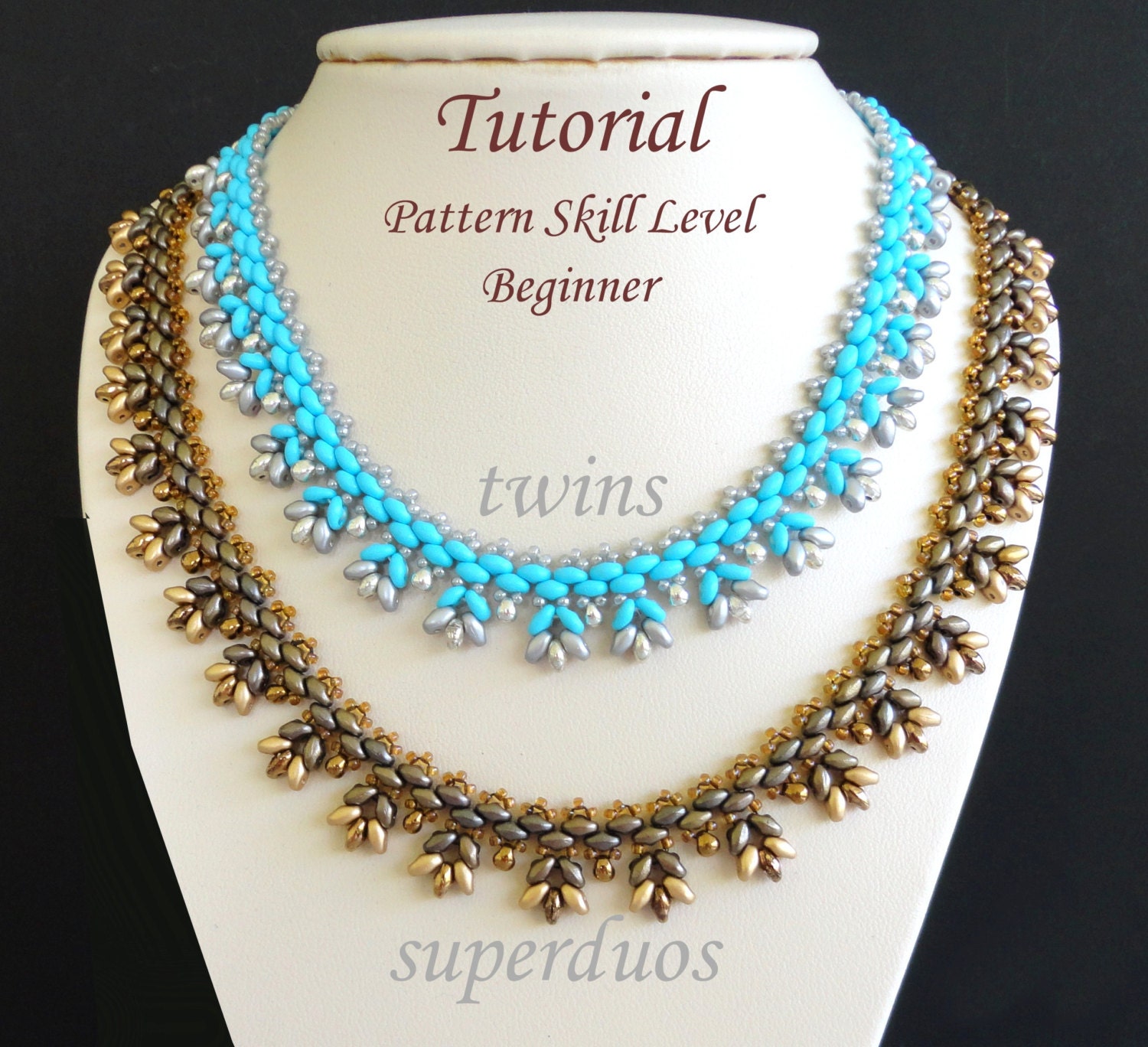 PUNTILLA Twin or Superduo Beaded Necklace Beading Tutorials and Patterns Beadwork Jewelry Beadweaving Tutorials Beading Pattern Instructions Etsy Canada