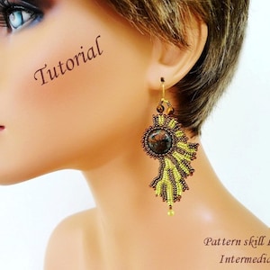 SUN BURST beaded earrings beading tutorial beadweaving pattern seed bead beadwork jewelry beadweaving tutorials beading pattern instructions