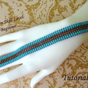 BEGINNING superduo beaded bracelet beading pattern beading tutorial beadwork seed bead jewelry beadweaving tutorial and pattern instructions