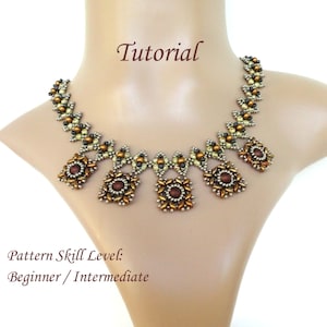 XQUEB beaded necklace beading tutorials and patterns superduo or twin seed beads jewelry beadweaving tutorial beading pattern instructions