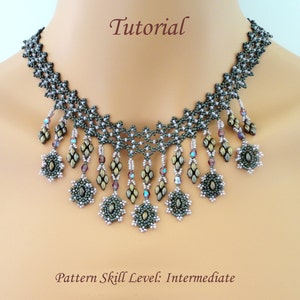 PENELOPE superduo beaded necklace beading tutorial and pattern seed bead beadwork jewelry beadweaving tutorials beading pattern instructions
