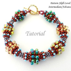 COLORFUL DEWDROPS pulsera con cuentas tutorial y patrón de cuentas cuentas de semillas joyería tutoriales de tejido de cuentas instrucciones de patrones de cuentas