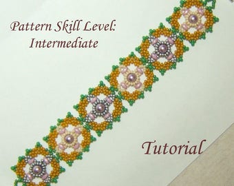 JACARANDA beaded bracelet beading tutorial beadweaving pattern seed bead beadwork jewelry beadweaving tutorials beading pattern instructions