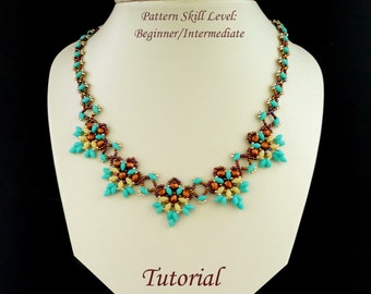 ORCHIDEE superduo beaded necklace beading tutorials and patterns seed bead beadwork jewelry beadweaving tutorial beading pattern instruction