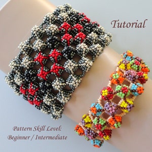 FIRE and ICE beaded bracelet beading tutorial beadweaving pattern seedbead beadwork jewelry beadweaving tutorial beading pattern instruction