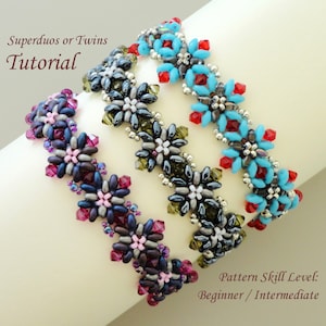 CAPRI twin superduo seed bead bracelet beading tutorial beadweaving pattern beaded jewelry beadweaving tutorial beading pattern instructions