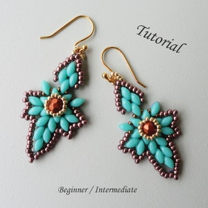 LILLIPUT superduo beaded earrings beading tutorial and pattern seed bead beadwork jewelry beadweaving tutorials beading pattern instructions