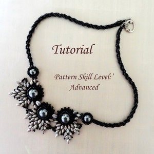 ELADVEN superduo beaded necklace beading tutorials and patterns seed bead beadwork jewelry beadweaving tutorial beading pattern instructions image 3