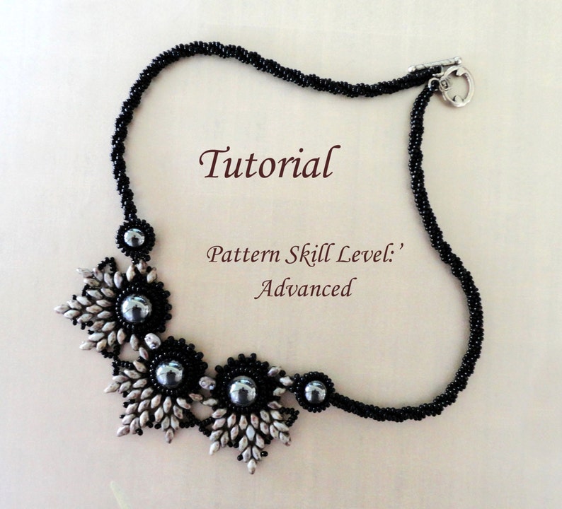 ELADVEN superduo beaded necklace beading tutorials and patterns seed bead beadwork jewelry beadweaving tutorial beading pattern instructions image 3