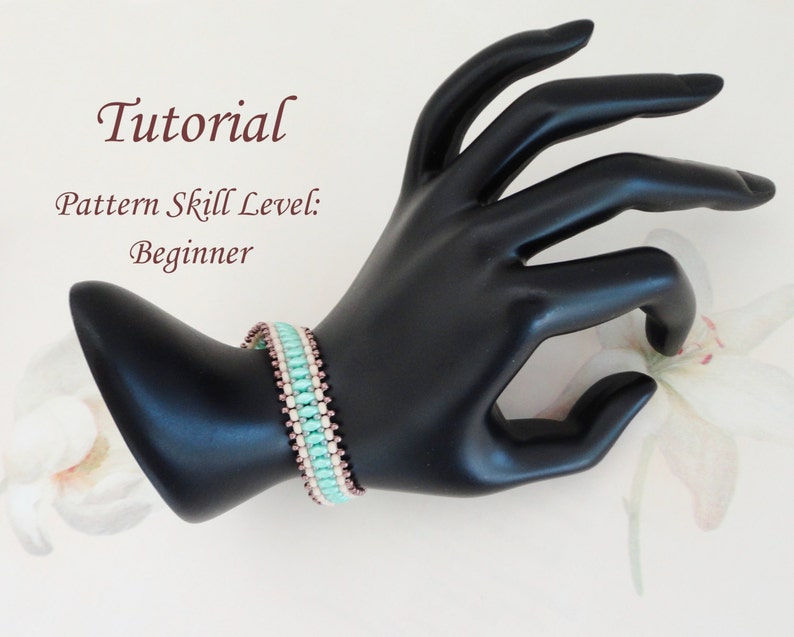 EASY twin or superduo beaded bracelet beading tutorial beadweaving pattern beadwork jewelry beadweaving tutorial beading pattern instruction image 2