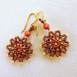 STAR BRIGHT beaded earrings beading tutorial beadweaving pattern seed bead beadwork jewelry beadweaving tutorial beading pattern instruction