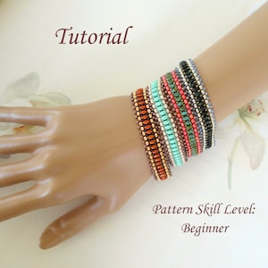 EASY twin or superduo beaded bracelet beading tutorial beadweaving pattern beadwork jewelry beadweaving tutorial beading pattern instruction