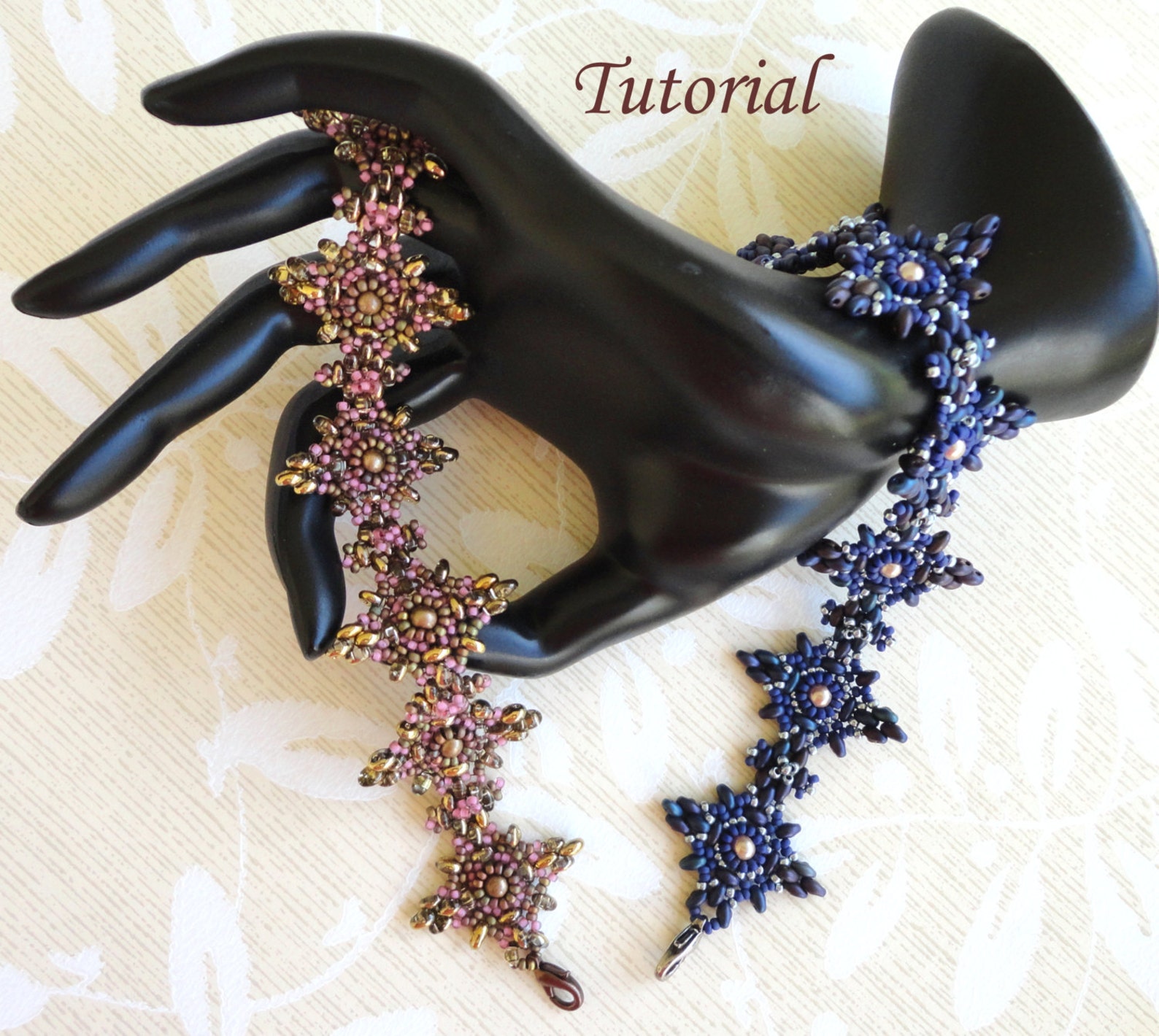 TWIN DIAMONDS Beaded Bracelet Beading Tutorials and Patterns Superduo