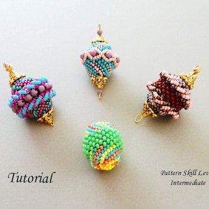 FOUR BEADED BEADS beading tutorial beadweaving pattern seed bead beadwork jewelry beadweaving tutorials beading pattern instructions image 1