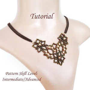 DENTELLE D'ALENCON beaded necklace beading tutorial and pattern seed bead beadwork jewelry beadweaving tutorial beading pattern instructions