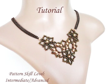 DENTELLE D'ALENCON beaded necklace beading tutorial and pattern seed bead beadwork jewelry beadweaving tutorial beading pattern instructions