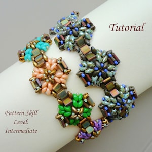 PREDATOR superduo beaded bracelet beading tutorial and pattern seed bead beadwork jewelry beadweaving tutorials beading pattern instructions