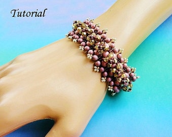 SATIN with a BLING beaded bracelet beading tutorial and pattern seed bead beadwork jewelry beadweaving tutorial beading pattern instructions