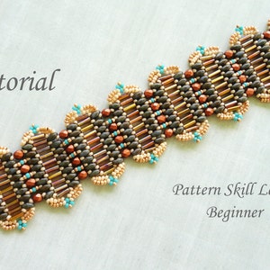 BRONZE GATES superduo beaded bracelet beading tutorial beadweaving pattern beadwork jewelry beadweaving tutorial beading pattern instruction