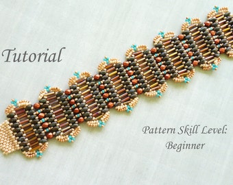 BRONZE GATES superduo beaded bracelet beading tutorial beadweaving pattern beadwork jewelry beadweaving tutorial beading pattern instruction