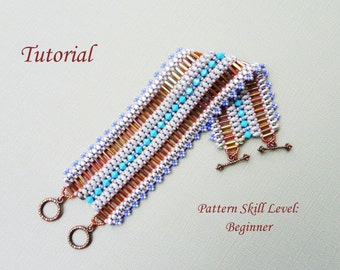 PALISSADE twin superduo bead beaded bracelet beading tutorial and pattern beadwork jewelry beadweaving tutorial beading pattern instructions