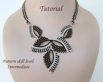 SHADOWS necklace beading tutorial instructions - beadweaving pattern beaded seed bead jewelry