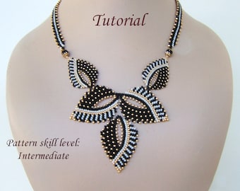 SHADOWS necklace beading tutorial instructions - beadweaving pattern beaded seed bead jewelry