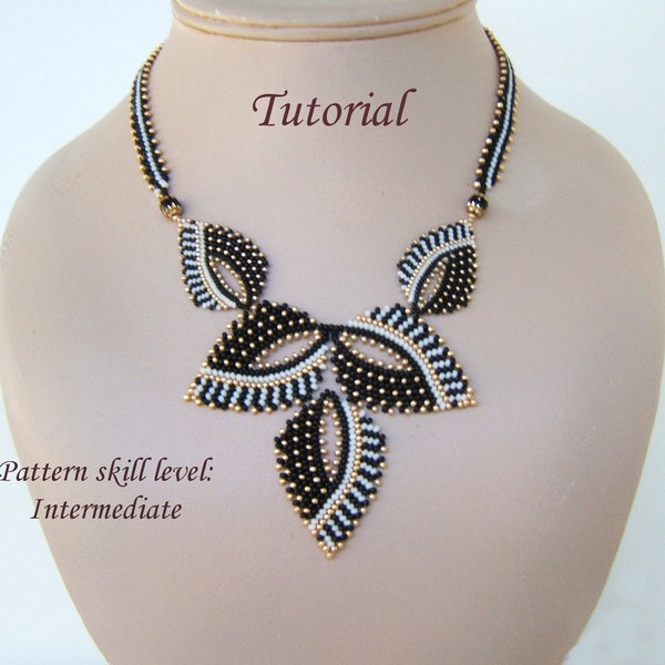 SHADOWS necklace beading tutorial instructions - beadweaving pattern beaded seed bead jewelry