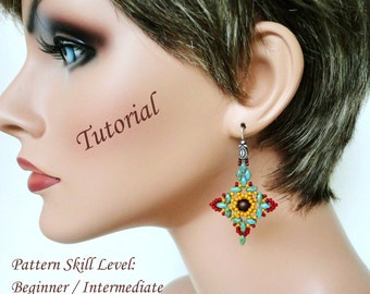 ETOILE du BERGER beaded earrings beading tutorials and patterns superduo beadwork jewelry beadweaving tutorial beading pattern instructions