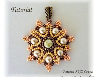 SUN FLARES beaded pendant beading tutorial beadweaving pattern seed bead beadwork jewelry beadweaving tutorials beading pattern instructions