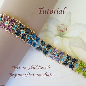 Pulsera de cuentas PARVA PAPILIO, tutoriales y patrones de abalorios, joyería con abalorios, tutoriales de tejido de cuentas, instrucciones de patrones de abalorios