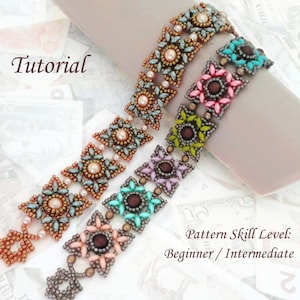 KOTAK beaded bracelet beading tutorials and patterns superduo or twin  beadwork jewelry beadweaving tutorials beading pattern instructions