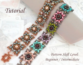 KOTAK bracelet perlé tutoriels et modèles de perles superduo ou bijoux en perles jumeaux tutoriels de tissage de perles instructions de modèle de perles