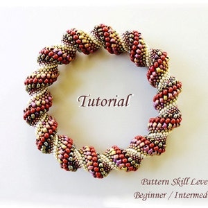 CINNAMON TWIST Cellini Spiral beaded bracelet beading tutorial beadweaving pattern seed beads beadwork jewelry beading pattern instructions image 1