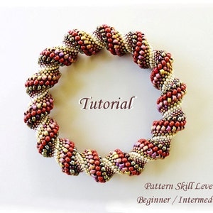 CINNAMON TWIST Cellini Spiral beaded bracelet beading tutorial beadweaving pattern seed beads beadwork jewelry beading pattern instructions