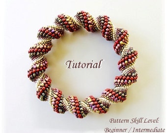 CINNAMON TWIST Cellini Spiral beaded bracelet beading tutorial beadweaving pattern seed beads beadwork jewelry beading pattern instructions