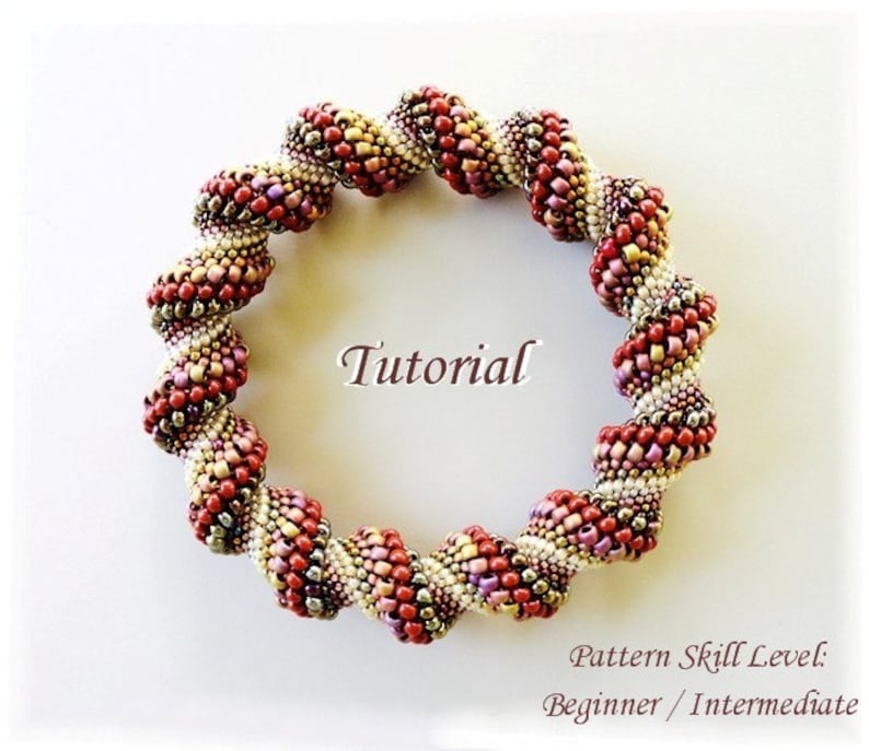 CINNAMON TWIST Cellini Spiral beaded bracelet beading tutorial beadweaving pattern seed beads beadwork jewelry beading pattern instructions image 1