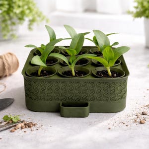 Kit modulare per la semina autoirrigante | Vassoio per la germinazione di piante ed erbe aromatiche | Mini serra da interni | Giardinaggio facile | Regalo ecologico