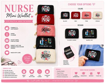 Nurse Mini Wallet | Zipper Card Holder | Classic, Life Designs